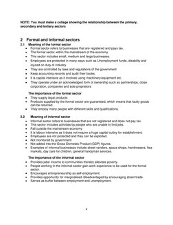4 
 
NOTE: You must make a collage showing the relationship between the primary, 
secondary and tertiary sectors 
 
2 Formal