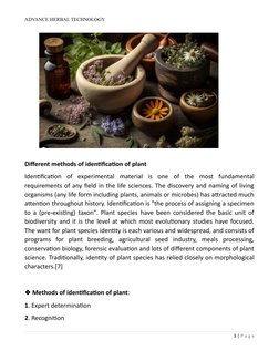 ADVANCE HERBAL TECHNOLOGY
Different methods of identification of plant
Identification of experimental material is one
