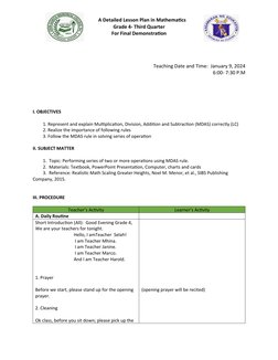 Grade 4 MDAS Lesson Plan | PDF | Mathematics | Lesson Plan
