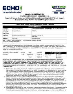 Load Confirmation Rate Confirmation for Load 57825850 | PDF | Cargo | Transport
