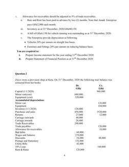 i.
Allowance for receivables should be adjusted to 5% of trade receivables.
ii.
Rate and Rent has been paid in advance by two