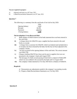 You are required to prepare:
a)
Adjusted cash book as at 30th June, 2021.
b)
A Bank Reconciliation Statement as at 30th June,