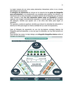 10
La mejor manera de ver cómo estos elementos interactúan entre sí es a través
del triángulo de exposición.
El triángulo de