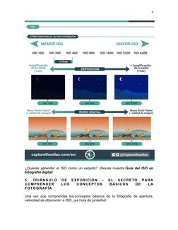 9
¿Quieres aprender el ISO como un experto? ¡Revisa nuestra Guía del ISO en
fotografía digital!
 
5.  TRIÁNGULO  DE  EXPOSICI