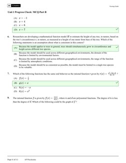 AP Precalculus Unit 1 MCQ Guide | PDF | Function (Mathematics) | Asymptote