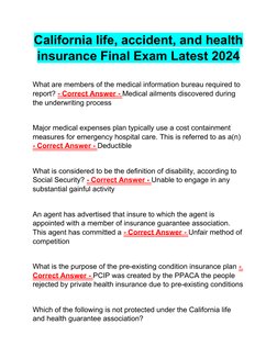 California life, accident, and health
insurance Final Exam Latest 2024 
What are members of the medical information bureau re