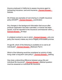 Anyone employed in California to assess insurance agent is 
transacting insurance, card and insurance - Correct Answer - 
Sol