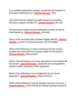 In a modified endowment contract, the penalty tax imposed on 
premature withdrawals is? - Correct Answer - 10%
The cost of se