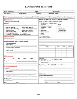 Rapid Response Team Documentation Form | PDF | Human Diseases And ...