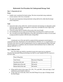 Hydrostatic Testing Procedure for Tanks | PDF | Leak | Water