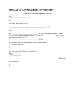 Advance Payment Receipt Format | PDF