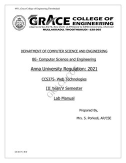 CCS375 Web Technologies Lab Manual | PDF | Web Development | Computing