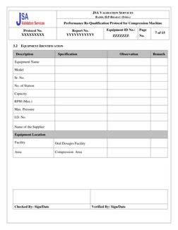 Compression Machine Re-Qualification Protocol | PDF | Verification And ...