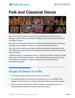 Folk & Classical Dance - Study Notes | PDF | Dances