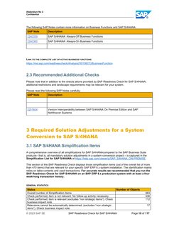 Addendum No 2  
Confidential 
© 2023 SAP SE  
 
SAP Readiness Check for SAP S/4HANA 
 
Page 10 of 117 
 
 
 
The following SA