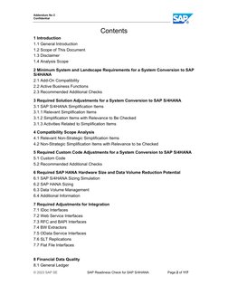 Addendum No 2  
Confidential 
© 2023 SAP SE  
 
SAP Readiness Check for SAP S/4HANA 
 
Page 2 of 117 
 
 
Contents 
1 Introdu