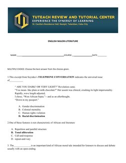 ENGLISH MAJOR-LITERATURE
      NAME:           
 
 _____________________________________
 
 COURSE:      ________________