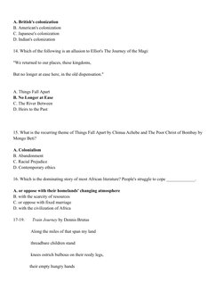 A. British's colonization 
B. American's colonization 
C. Japanese's colonization 
D. Indian's colonization 
14. Which of the