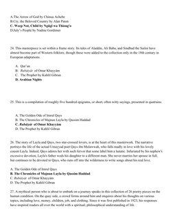 A.The Arrow of God by Chinua Achebe
B.Cry, the Beloved Country by Alan Paton
C. Weep Not, Child by Ngũgĩ wa Thiong'o
D.July’s