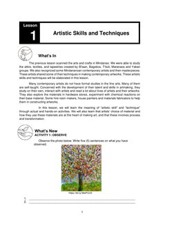 1 
 
 
Lesson 
 
 
 
 
Artistic Skills and Techniques 
 
 
 1 
 
 
 
 
 
 
 
 
 
                 What’s In 
 
The previous l