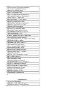 2 ALBURQUEQUE TORRES ASUMI MERCEDES
3 ALVARADO ATOCHE DAMARIS ARIANA
4 BENITES TOCTO KARIN YADIRA
5 CASTILLO AVILA MIA OLENKA