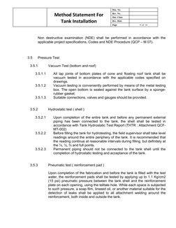 Tank Installation Method Statement | PDF | Welding | Construction