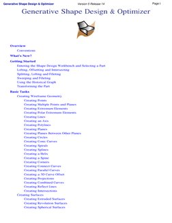 Generative Shape Design & Optimizer
Overview 
Conventions 
What's New? 
Getting Started 
Entering the Shape Design Workbench