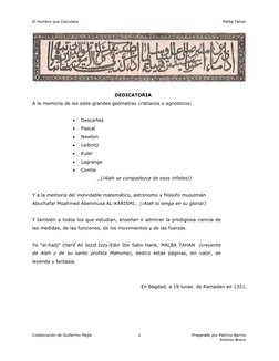 El Hombre que Calculaba
Malba Tahan
Colaboración de Guillermo Mejía
Preparado por Patricio Barros
Antonio Bravo