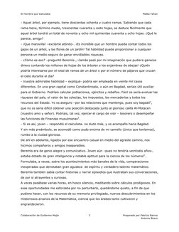 El Hombre que Calculaba
Malba Tahan
Colaboración de Guillermo Mejía
Preparado por Patricio Barros
Antonio Bravo