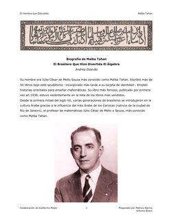 El Hombre que Calculaba
Malba Tahan
Colaboración de Guillermo Mejía
Preparado por Patricio Barros
Antonio Bravo
