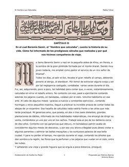 El Hombre que Calculaba
Malba Tahan
Colaboración de Guillermo Mejía
Preparado por Patricio Barros
Antonio Bravo