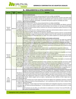 GERENCIA CORPORATIVA DE ASUNTOS LEGALES 
 9 
Agregamos valor, protegiendo a las personas 
B.– REGLAMENTOS U OTRA NORMATIVA:
