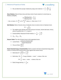 Mechanical Properties of Solids Formulas | PDF | Young's Modulus ...