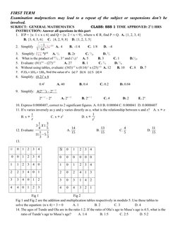 SS1 First Term Mathematics Exam Questions | PDF | Circle | Geometry