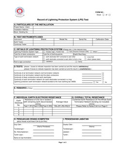 Lightning Protection System Test Record | PDF | Electrical Resistance ...