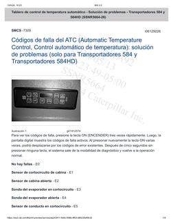 i06129226
SMCS -7309
Códigos de falla del ATC (Automatic Temperature
Control, Control automático de temperatura): solución
de