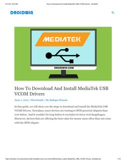 (https://droidwin.com/)6/11/23, 9:24 AM
How to Download and Install MediaTek USB VCOM Drivers - DroidWin
https://droidwin.co