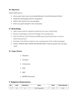 Project Gee Project GEE: Clean Up Drive Initiative | PDF | Natural Environment ...