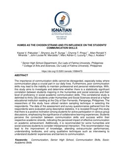 HUMSS Strand's Impact on Communication Skills | PDF | Communication ...