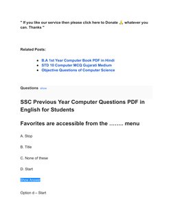 SSC Previous Year Computer Questions PDF | PDF | Computer Data Storage ...