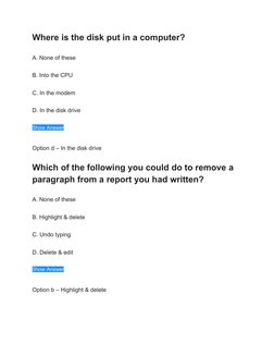 SSC Previous Year Computer Questions PDF | PDF | Computer Data Storage ...