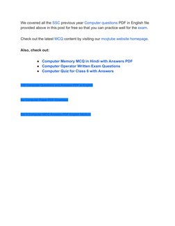SSC Previous Year Computer Questions PDF | PDF | Computer Data Storage ...