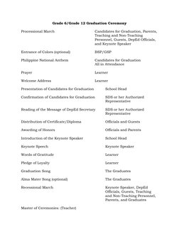 Graduation Program Deped DepEd Graduation Ceremony Program Flow | PDF