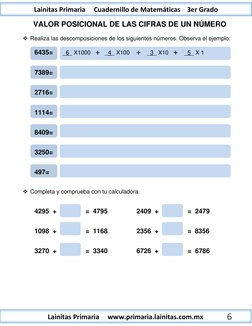 Lainitas Primaria www.primaria.lainitas.com.mx
Lainitas Primaria Cuadernillo de Matemáticas 3er Grado
6
VAL