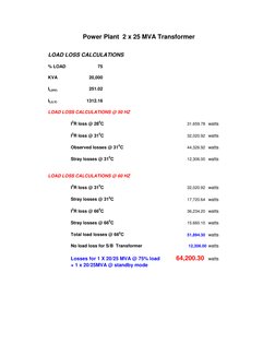 LOAD LOSS CALCULATIONS 
% LOAD
75
KVA
20,000
IL(HV)
251.02
IL(LV)
1312.16
LOAD LOSS CALCULATIONS @ 50 HZ
I2R loss @ 280C
31,6