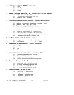 1.
Which word is a synonym for wrenched?    (context clues)
(A)    
fixed
(B)    
injured
(C)        not painful
(D)    
stra