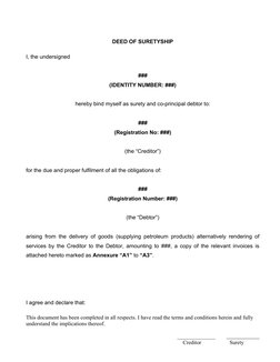Suretyship Agreement Template | PDF | Surety | Debtor