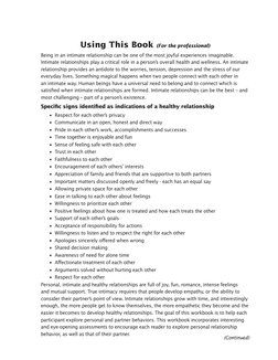 (Continued)
Using This Book (For the professional)
Being in an intimate relationship can be one of the most joyful experience