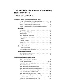 table of Contents
The Personal and Intimate Relationship 
Skills Workbook
Section I: Partner Communication Skills Scale
Partn