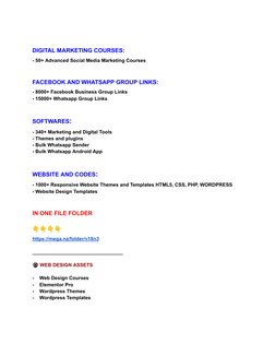 DIGITAL MARKETING COURSES:
- 50+ Advanced Social Media Marketing Courses
FACEBOOK AND WHATSAPP GROUP LINKS:
- 8000+ Facebook